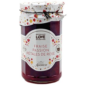 Bild på Andrésy a L'Ancienne LOVE Marmelad Jordgubbar, Passionsfrukt & Rosenblad 260g