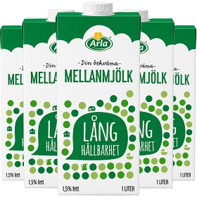 Bild på Arla Mellanmjölk med Lång Hållbarhet 1.5% 10x1L