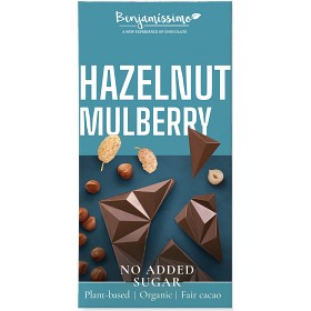 Bild på Benjamissimo Choklad Mylk Rostad Hasselnöt & Mullbär Sockerfri 60g