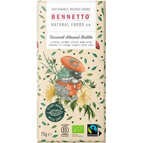 Bild på Bennetto Vegansk Mjölkchoklad med Salt Karamell & Mandel 43% 75g