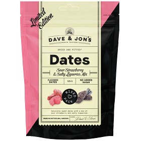 Bild på Dave & Jons Dadlar Sour Strawberry-Salty Liquorice 125g