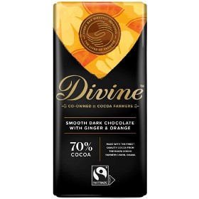 Bild på Divine Dark Chocolate 70% with Ginger & Orange 90 g