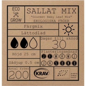Bild på Eco Grow Sallat Mix 'Gourmet Baby Leaf´ Fröpåse