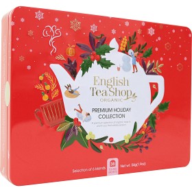 Bild på English Tea Shop Christmas Tea Röd Plåtask 36 påsar (6 smaker) 54g