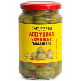 Bild på Espinaler Gröna Oliver Knäckta med Kärna i Olivolja 340g