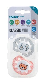Bild på Esska Napp Classic Mini silikon 2-pack (grå & rosa)
