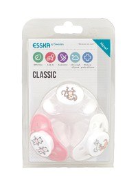 Bild på Esska Napp Classic silikon 3-pack (vit, rosa, vit)
