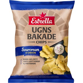 Bild på Estrella Chips Sourcream & Onion Ugnsbakade 125g