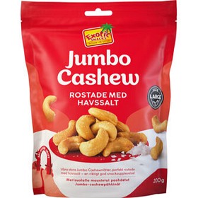 Bild på Exotic Snacks Cashewnötter Jumbo Salta & Rostade 200g
