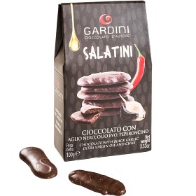 Bild på Gardini Mörk Choklad med Svart Vitlök, Chili & Olivolja 100g