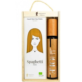 Bild på Good Hair Day Pasta Spaghetti & Olive Oil Wood Design 500g & 250ml
