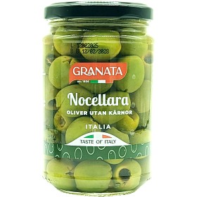 Bild på Granata Nocellara Gröna Oliver i Glasburk 300g