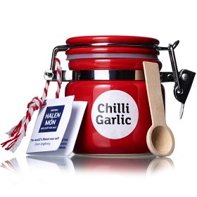 Bild på Halen Môn Chilli & Garlic Salt Röd Keramikbehållare 15g