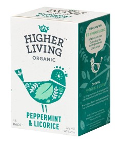 Bild på Higher Living Peppermint & Licorice 15 tepåsar