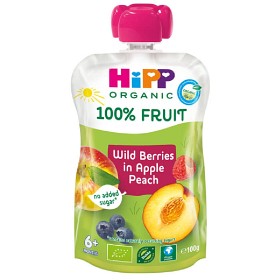 Bild på HiPP Klämmis Äpple, Persika, Blåbär & Hallon 6M 100 g