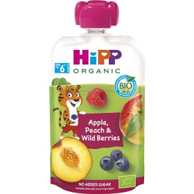 Bild på HiPP Klämmis Äpple, Persika, Blåbär & Hallon 6M 100 g