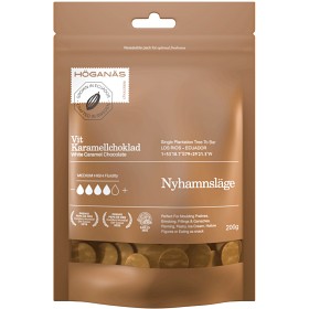 Bild på Höganäs Chocolate Vit Karamell Couverture "NYHAMNSLÄGE" 200g