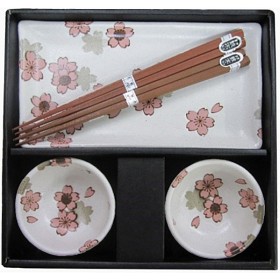 Bild på Kanewaka Sushi Plate Set Sakurablommor i Rosa & Ljusgrönt