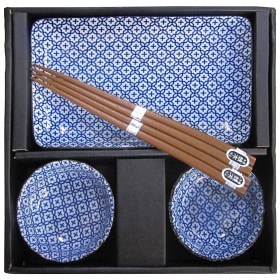 Bild på Kanewaka Sushi Plate Set Traditionellt Blått Mönster