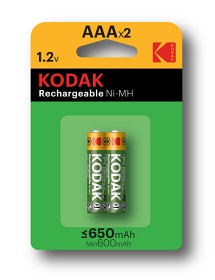 Bild på Kodak laddningsbara batterier AAA, 2 st