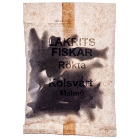 Bild på Kolsvart Rökta Lakritsfiskar 120g