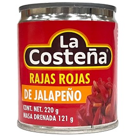 Bild på La Costeña Jalapeños Rojos en Rajas (Skivade Röda Jalapeños) 220g