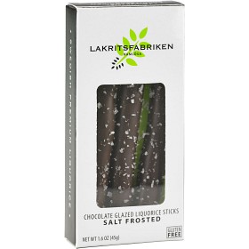 Bild på Lakritsfabriken Chocolate Glazed Liquorice Sticks Salt Frosted 45g