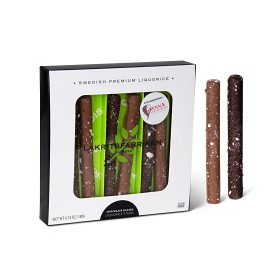 Bild på Lakritsfabriken Chocolate Glazed Liquorice Sticks Polka 180 g