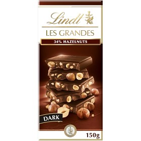 Bild på Lindt LES GRANDES Hel Hasselnöt Mörk Choklad 150g