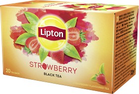 Bild på Lipton Black Tea Strawberry 20 tepåsar