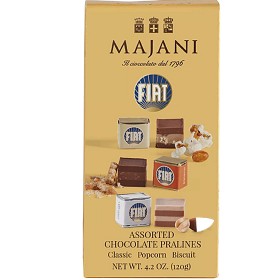 Bild på Majani Fiat Cremino Nougat Biscotti, Popcorn & Classico Presentask 120g