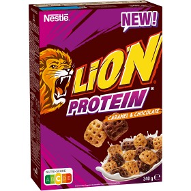 Bild på Nestlé Lion Protein Caramell & Choklad Flingor 340g