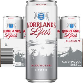 Bild på Norrlands Ljus Ekologisk Alkoholfri 0,5% Öl 12x33cl