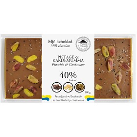 Bild på Pralinhuset Chokladkaka 40% med Pistage & Kardemumma 100g
