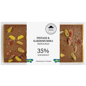 Bild på Pralinhuset Chokladkaka 35% med Pistage & Kardemumma 100g