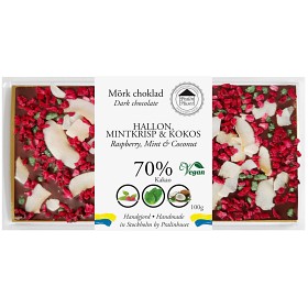 Bild på Pralinhuset 70% Choklad Hallon, Mint & Kokos 100g