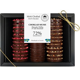 Bild på Pralinhuset Choklad Mums 72% Havssalt, Hallon & Salt Karamell 360g