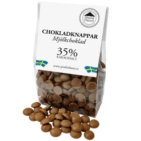 Bild på Pralinhuset Chokladknappar 35% Mjölkchoklad 100g