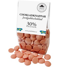 Bild på Pralinhuset Chokladknappar Jordgubbschoklad 100g