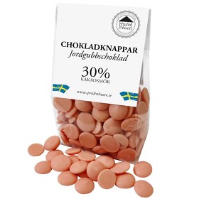 Bild på Pralinhuset Chokladknappar Jordgubbschoklad 100g