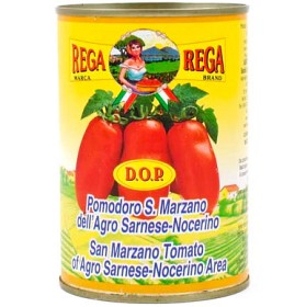 Bild på Rega Pelati Pomodoro San Marzano DOP Hela Skalade Tomater 400g