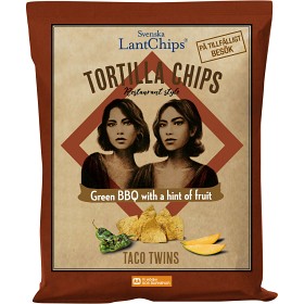 Bild på Svenska LantChips Tortilla Chips Grön BBQ & Frukt 120g