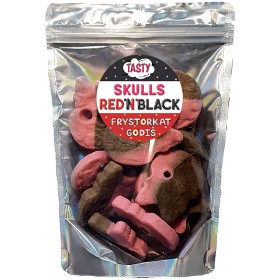 Bild på Tasty Frystorkat Godis Skulls Red 'n Black 150g