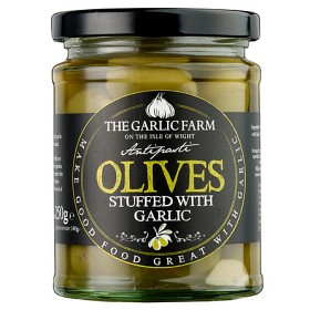 Bild på The Garlic Farm Green Olives Stuffed with Sweet Garlic 250g