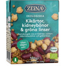 Bild på Zeinas Bönmix Kikärtor/Kidney/Linser Eko 390g