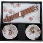 Kanewaka Sushi Plate Set Sakurablommor i Rosa & Ljusgrönt