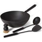 Satake Wok Set Kolstål 2,5mm med Redskap