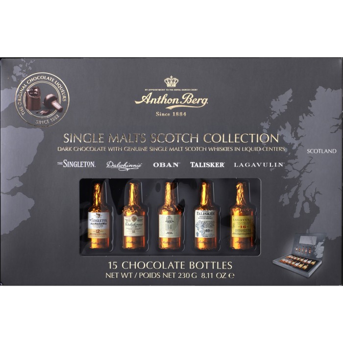 Köp Anthon Berg Chocolate Liqueurs Single Malt Whisky Chokladflaskor