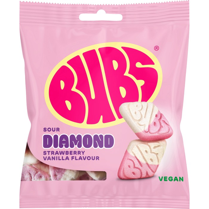BUBS Godis Strawberry Vanilla Diamond 155g