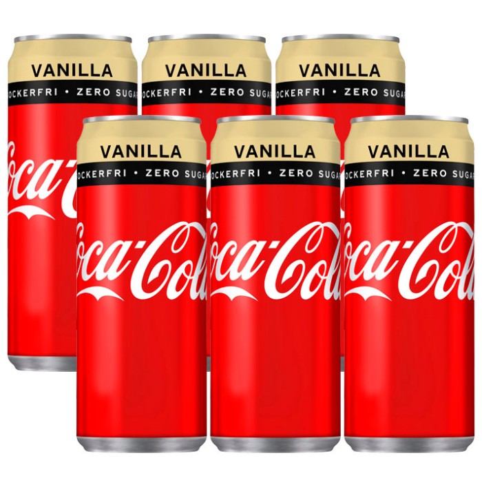 Köp CocaCola Zero Vanilla Burk 6x33 cl inkl. Pant på delitea.se